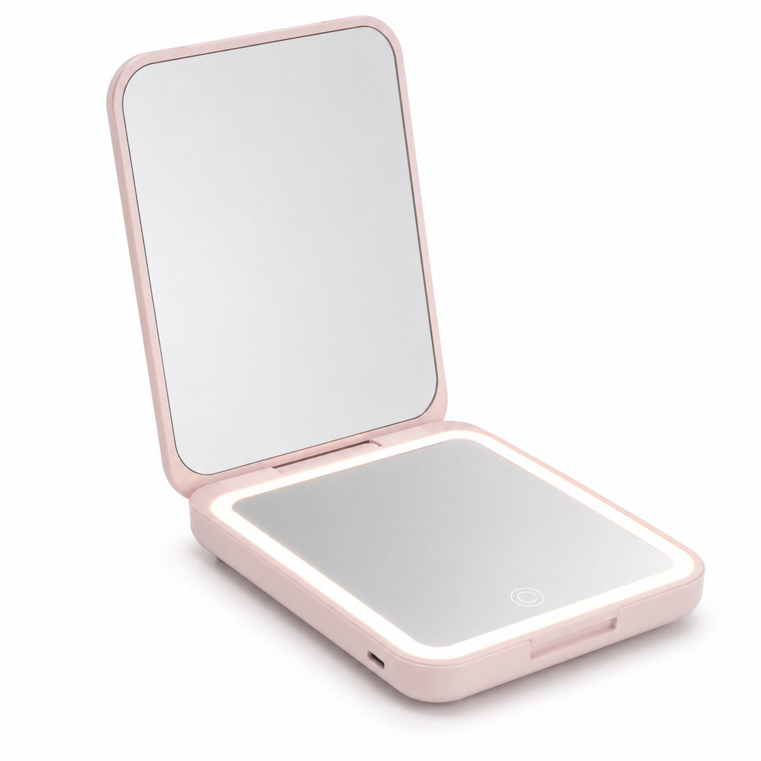 Espejo de Maquillaje Portátil con Luz LED - Rosa