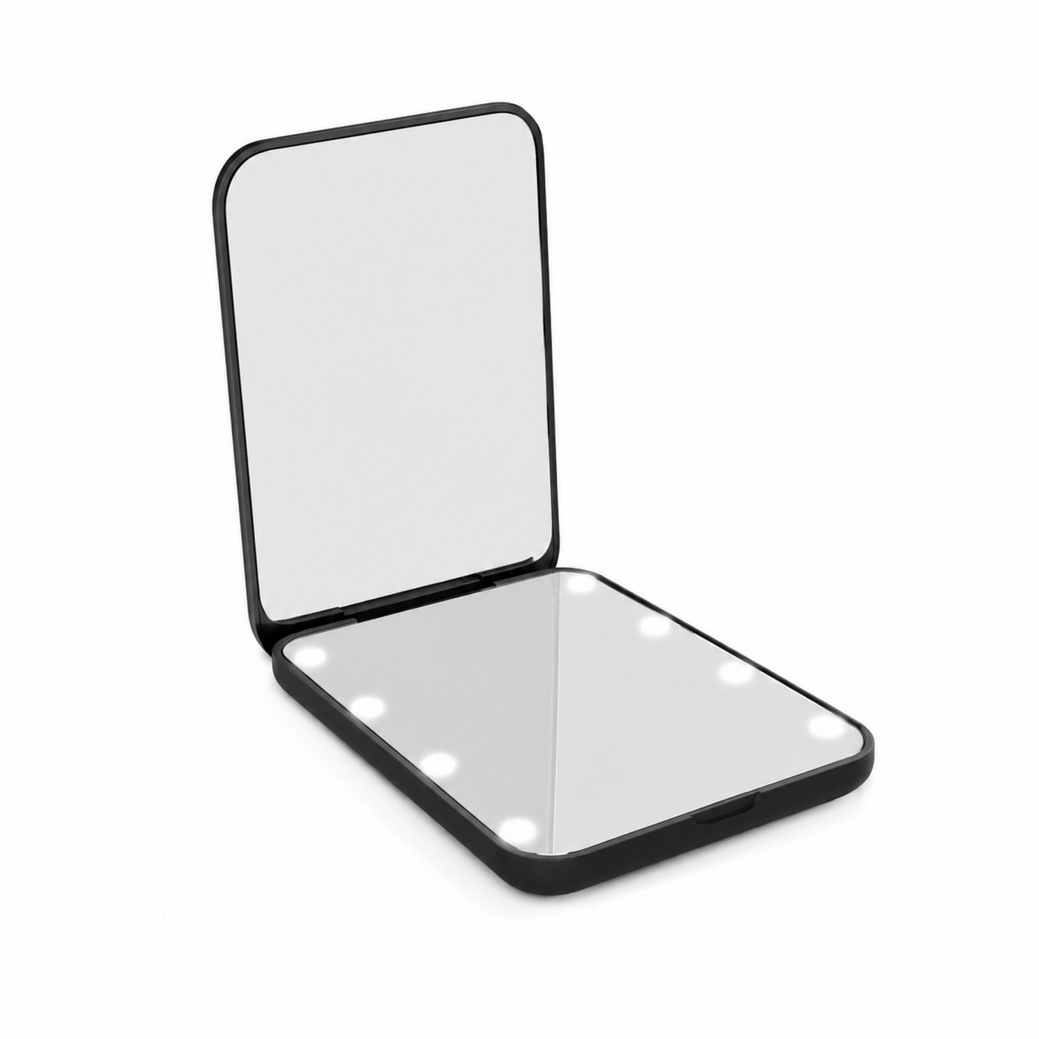 Espejo Compacto con Luz LED Plegable Negro