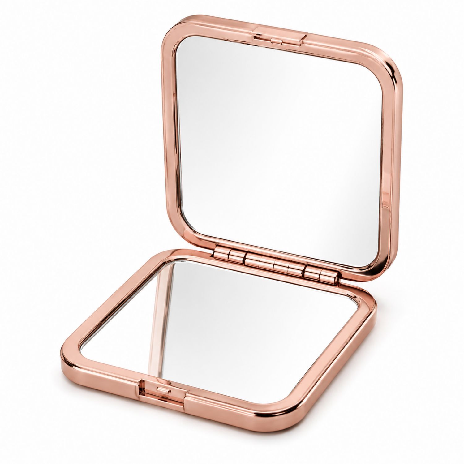 Espejo Compacto de Bolsillo Plegable Rosa Metálico