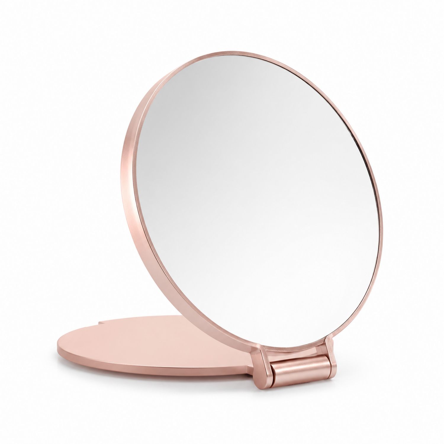 Espejo de Maquillaje Plegable Redondo Color Oro Rosa