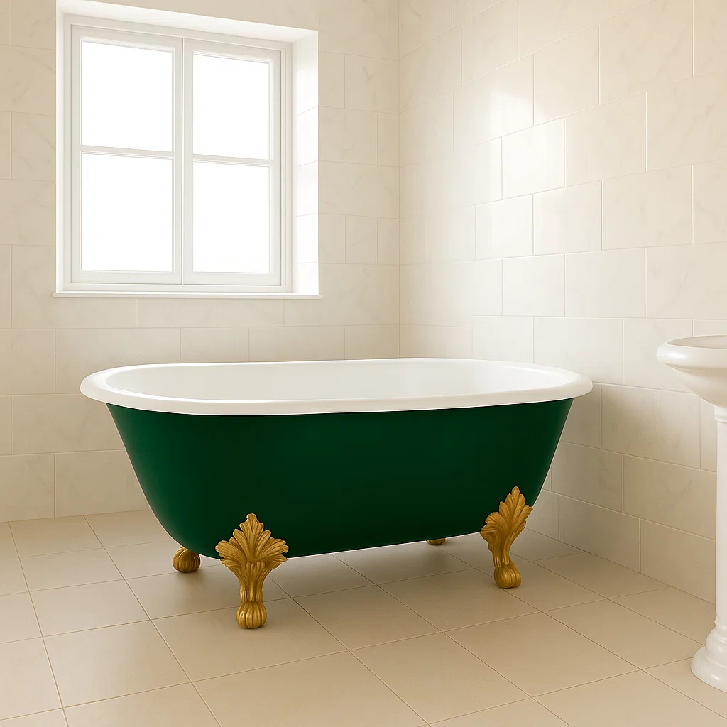 Freistehende Gusseisen-Badewanne Oval Grün Gold-NESTELUNOA