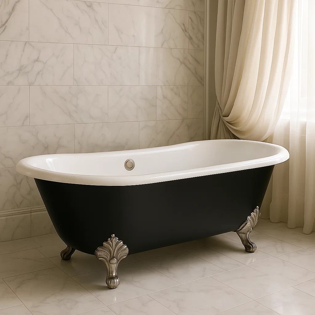 Freistehende Gusseisen-Badewanne Schwarz 170x75 cm-NESTELUNOA