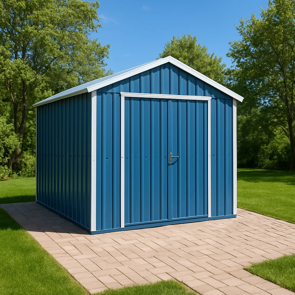 Metallgerätehaus Verzinkter Stahl Blau 244cm x 196cm x 210cm-NESTELUNOA