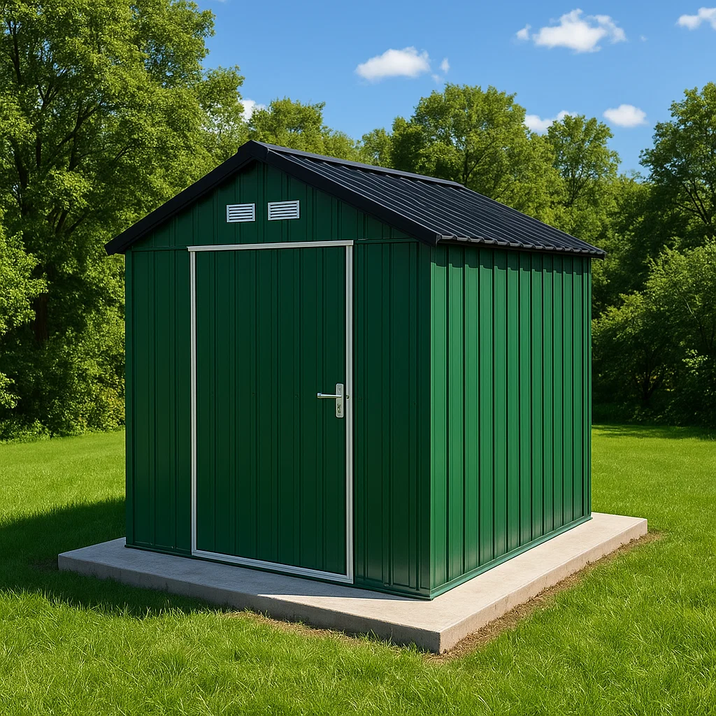 Metall Gartenhaus mit Satteldach Grün 213 cm x 191 cm x 202 cm-NESTELUNOA