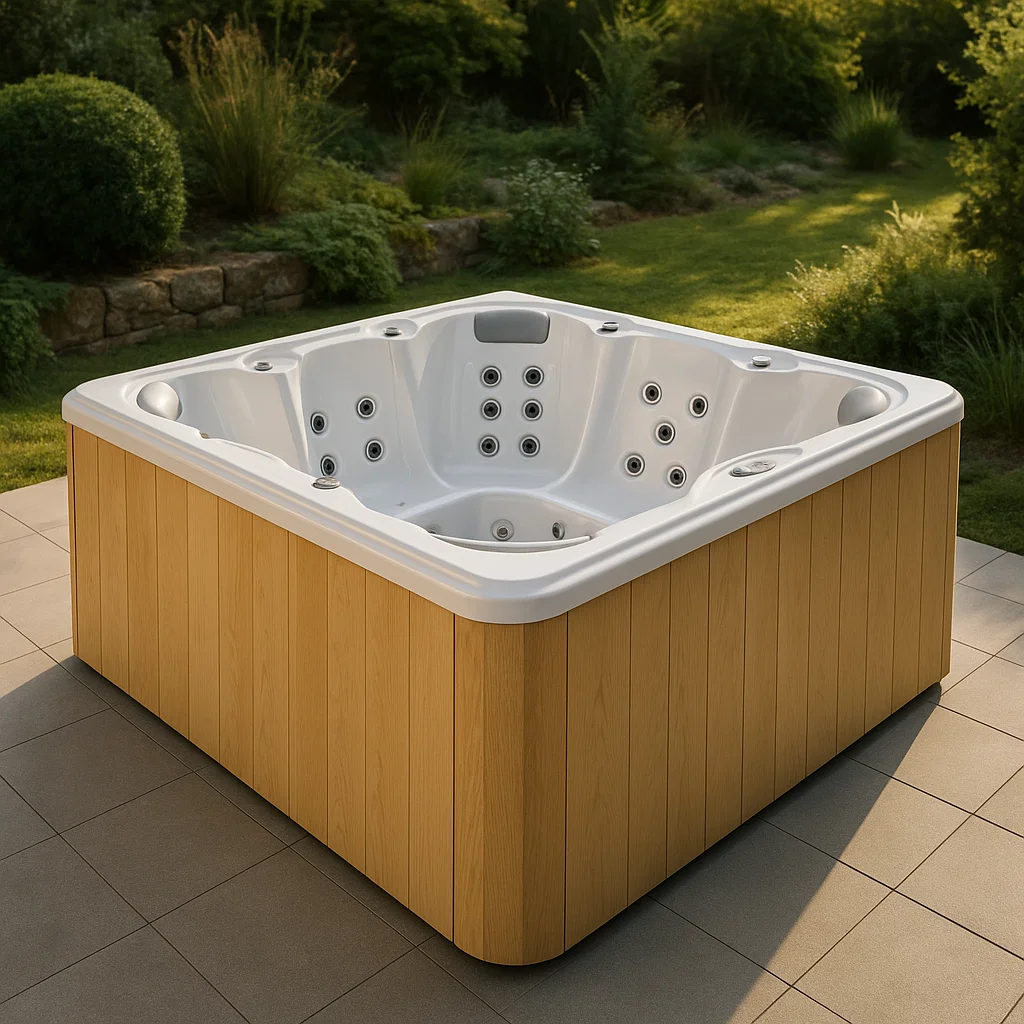 Whirlpool aus Acryl mit Holzoptik 220x220 cm 30 Düsen-NESTELUNOA