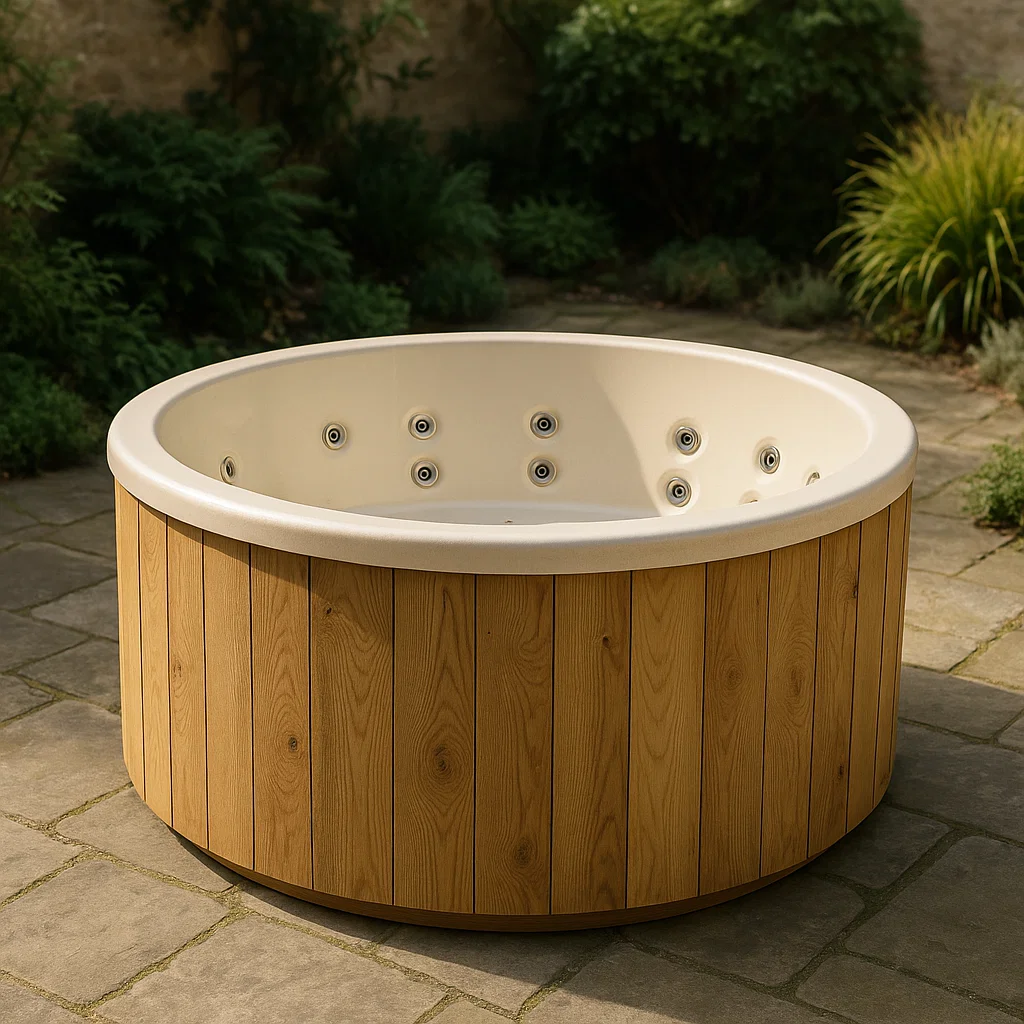 Runder Whirlpool aus Zedernholz mit Acryl, Ø 180cm-NESTELUNOA