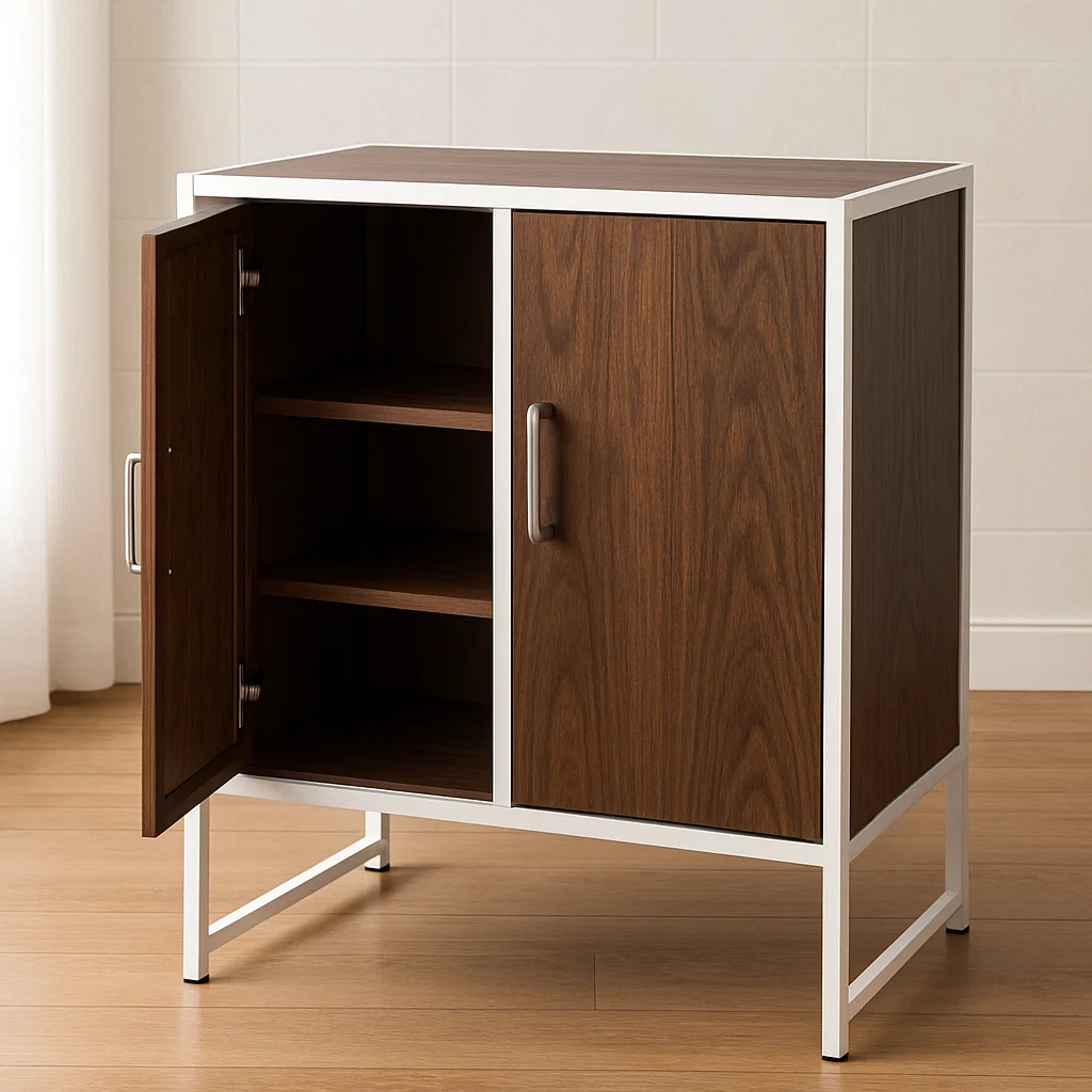 Schrank mit Türen Holzoptik Braun Metallrahmen 80x40x85 cm-NESTELUNOA