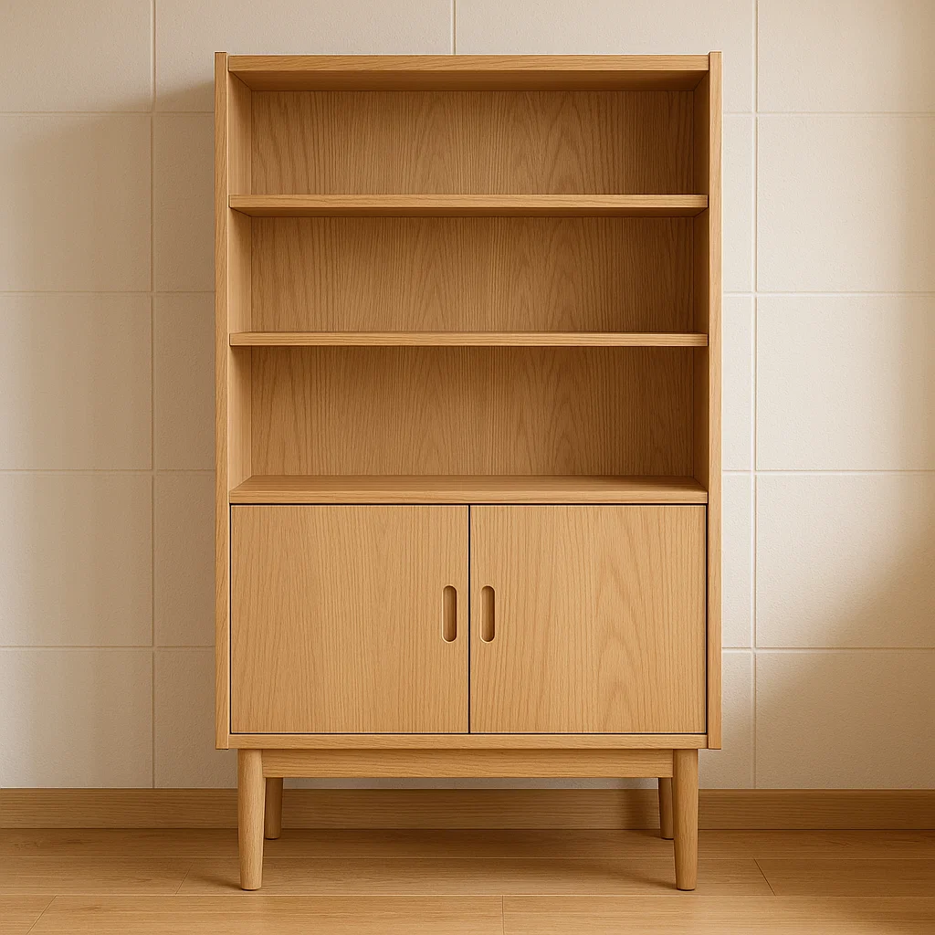 Bücherregal aus Eichenholz mit Türen, 120x80x30 cm-NESTELUNOA