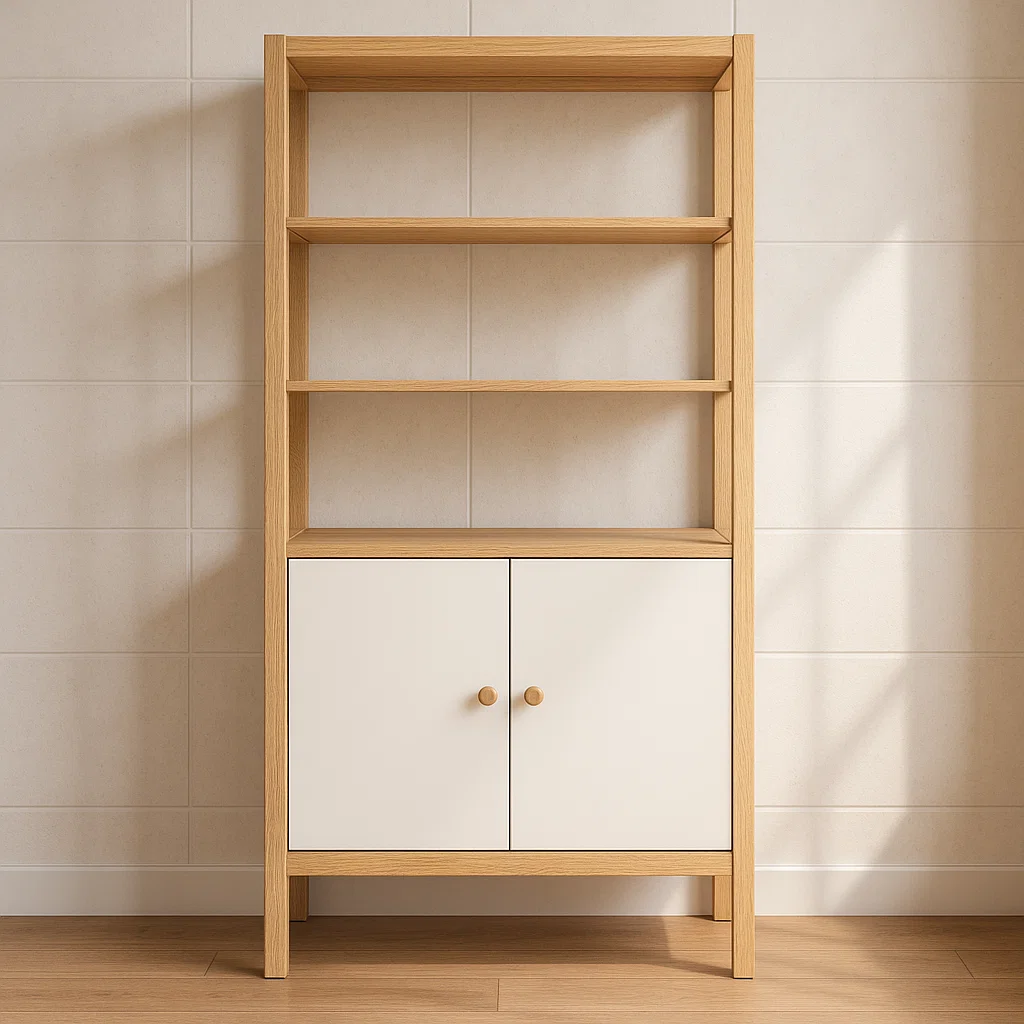 Regal mit Schrank Eiche Weiß-NESTELUNOA