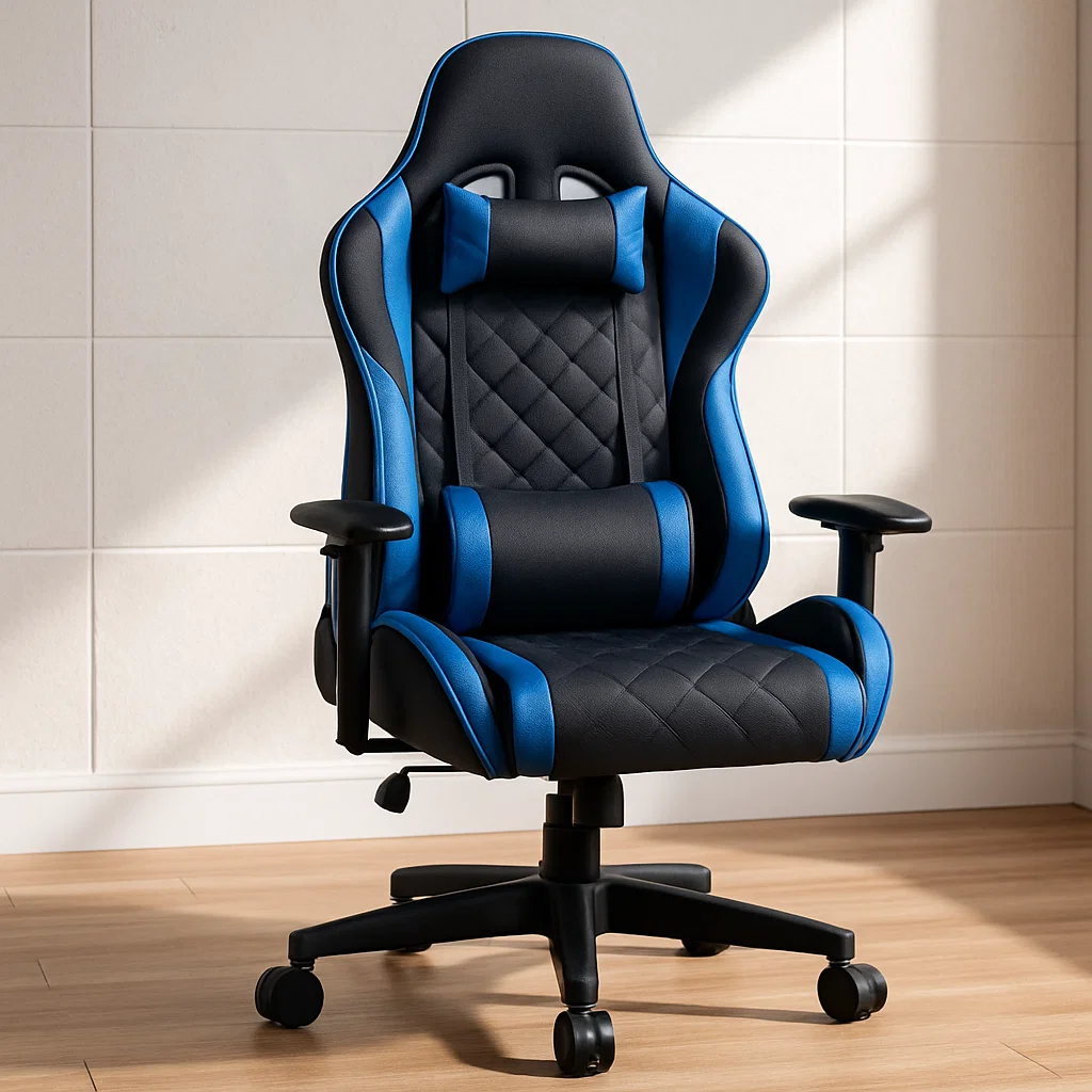 Gaming-Stuhl PU-Leder Schwarz/Blau Verstellbar 120kg-NESTELUNOA