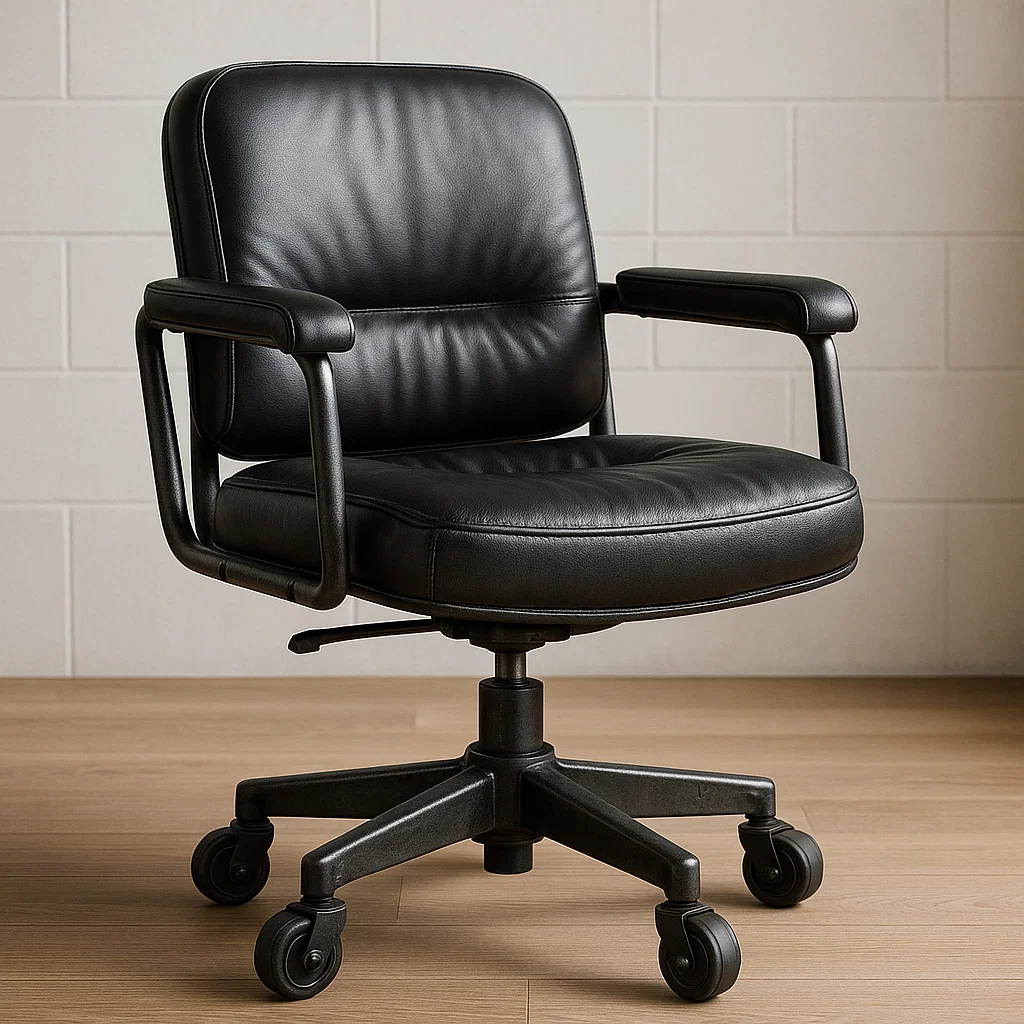 Bürostuhl Leder Metall Schwarz-NESTELUNOA