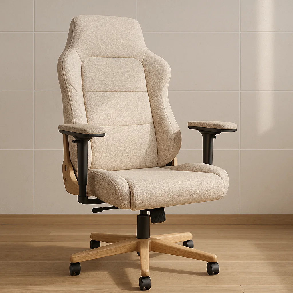 Ergonomischer Stoffstuhl mit Holzrahmen Beige-NESTELUNOA
