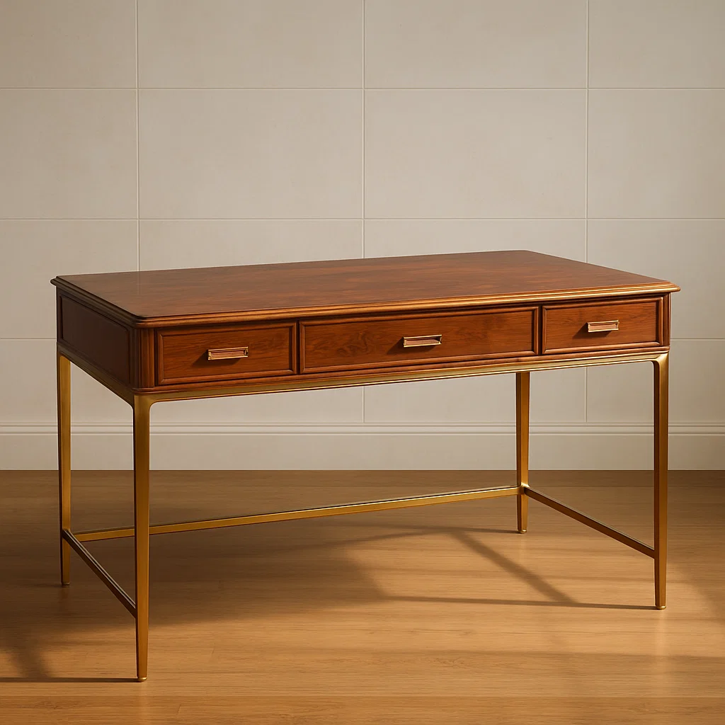 Schreibtisch Holz mit Metallgestell Braun 120cm x 60cm x 75cm-NESTELUNOA