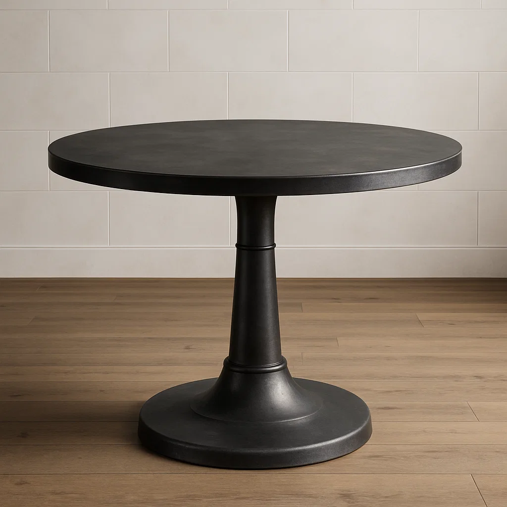 Runder Esstisch aus pulverbeschichtetem Stahl Schwarz Durchmesser 120 cm-NESTELUNOA