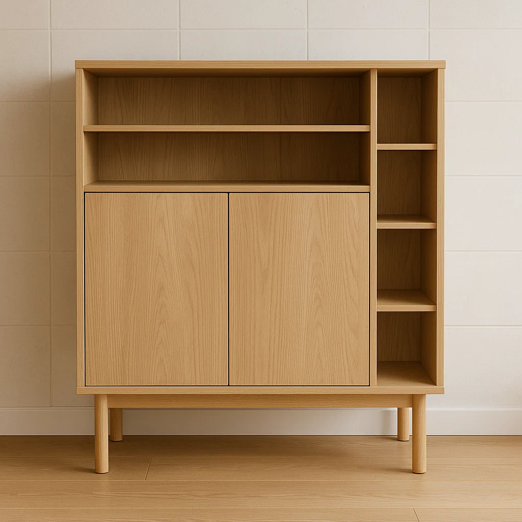 MDF Schrank mit Eichenfurnier 120x35x140cm-NESTELUNOA