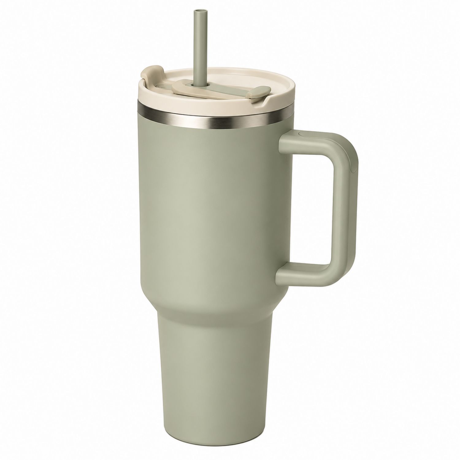 Taza Térmica Verde con Asa y Pajita 710ml
