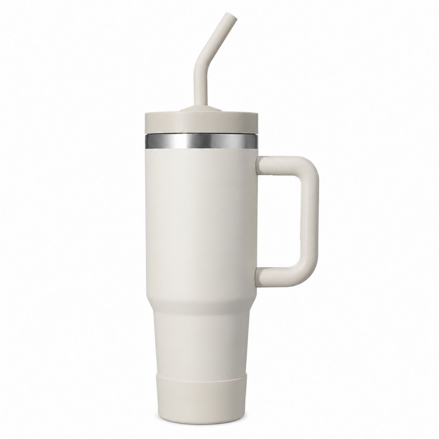 Taza Térmica con Asa y Pajita 600ml Blanco