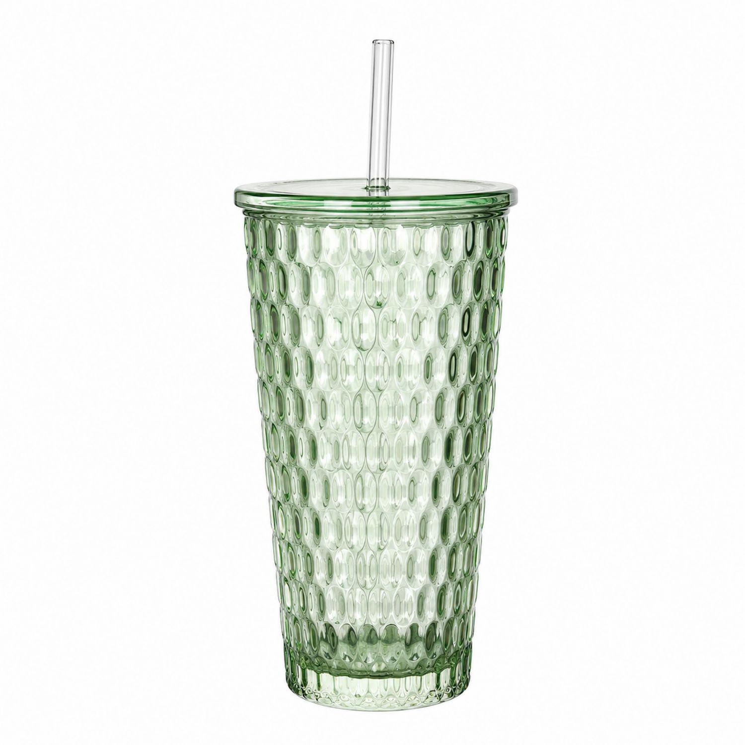 Taza Texturizada Verde con Tapa y Pajita 500ml