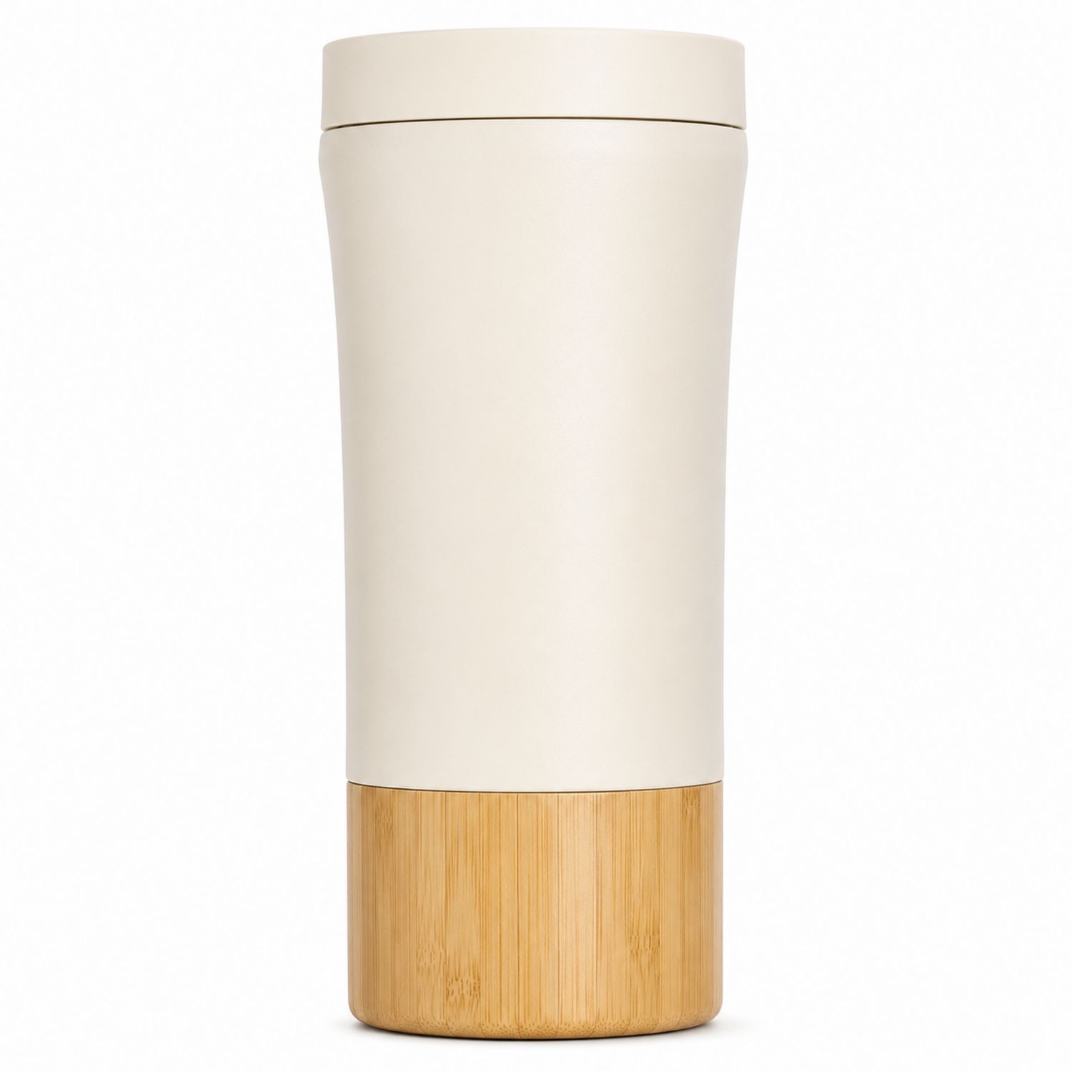 Vaso Térmico Beige con Base de Bambú, 350ml
