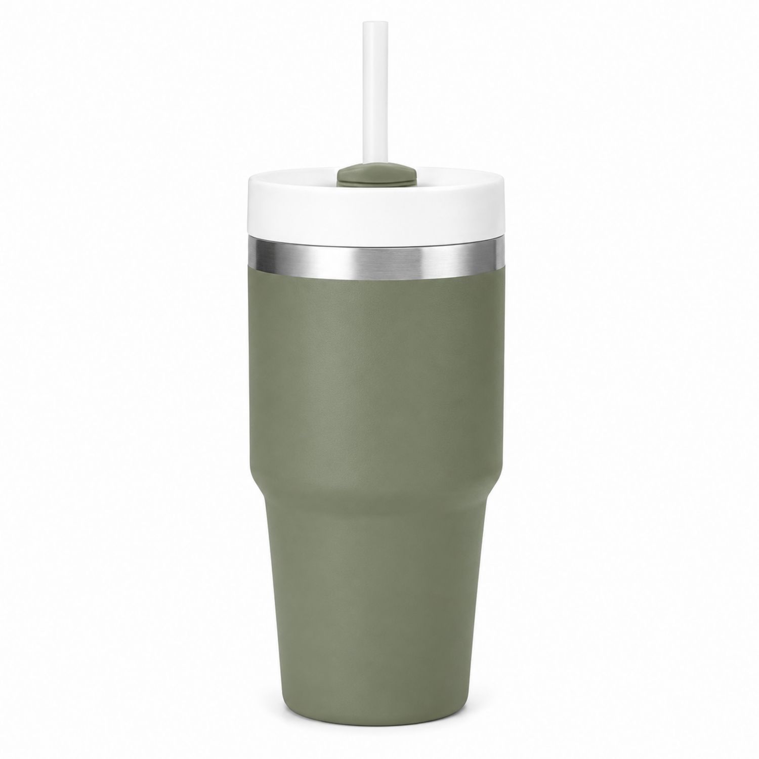 Taza Térmica con Pajita Verde Oliva 500ml