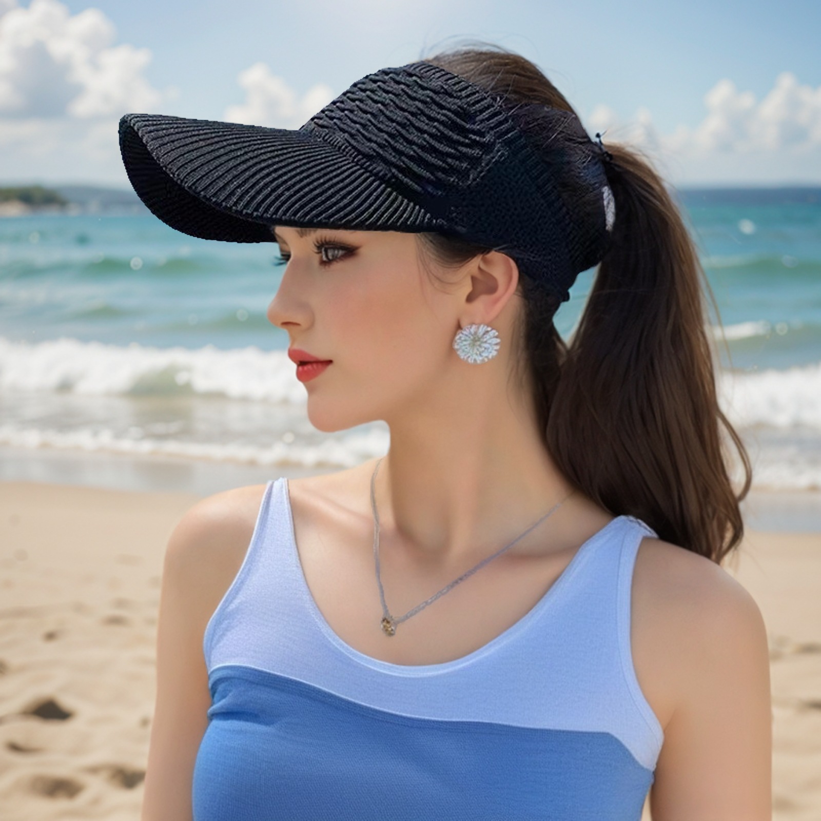 👒 2-Pack Women's High Ponytail Sun Visor Hats