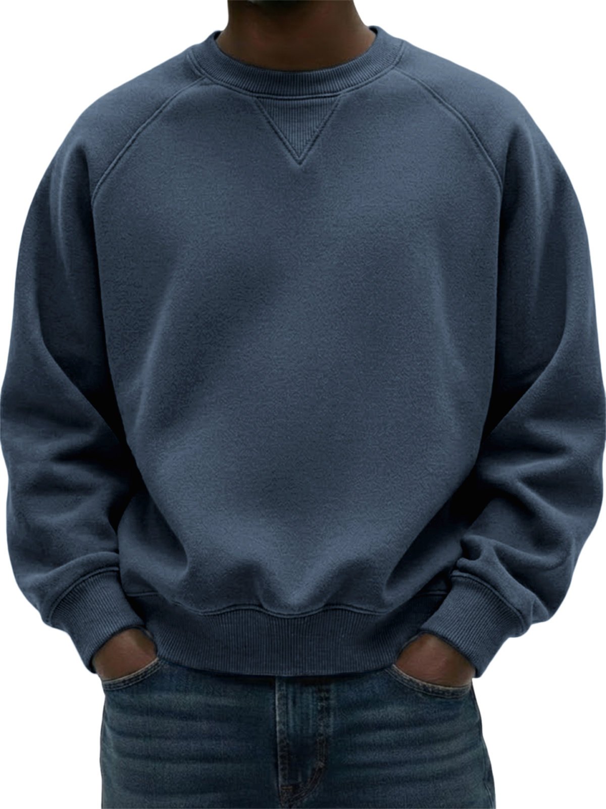 Herren Schwergewicht Basic Patchwork Pullover Rundhals Sweatshirt