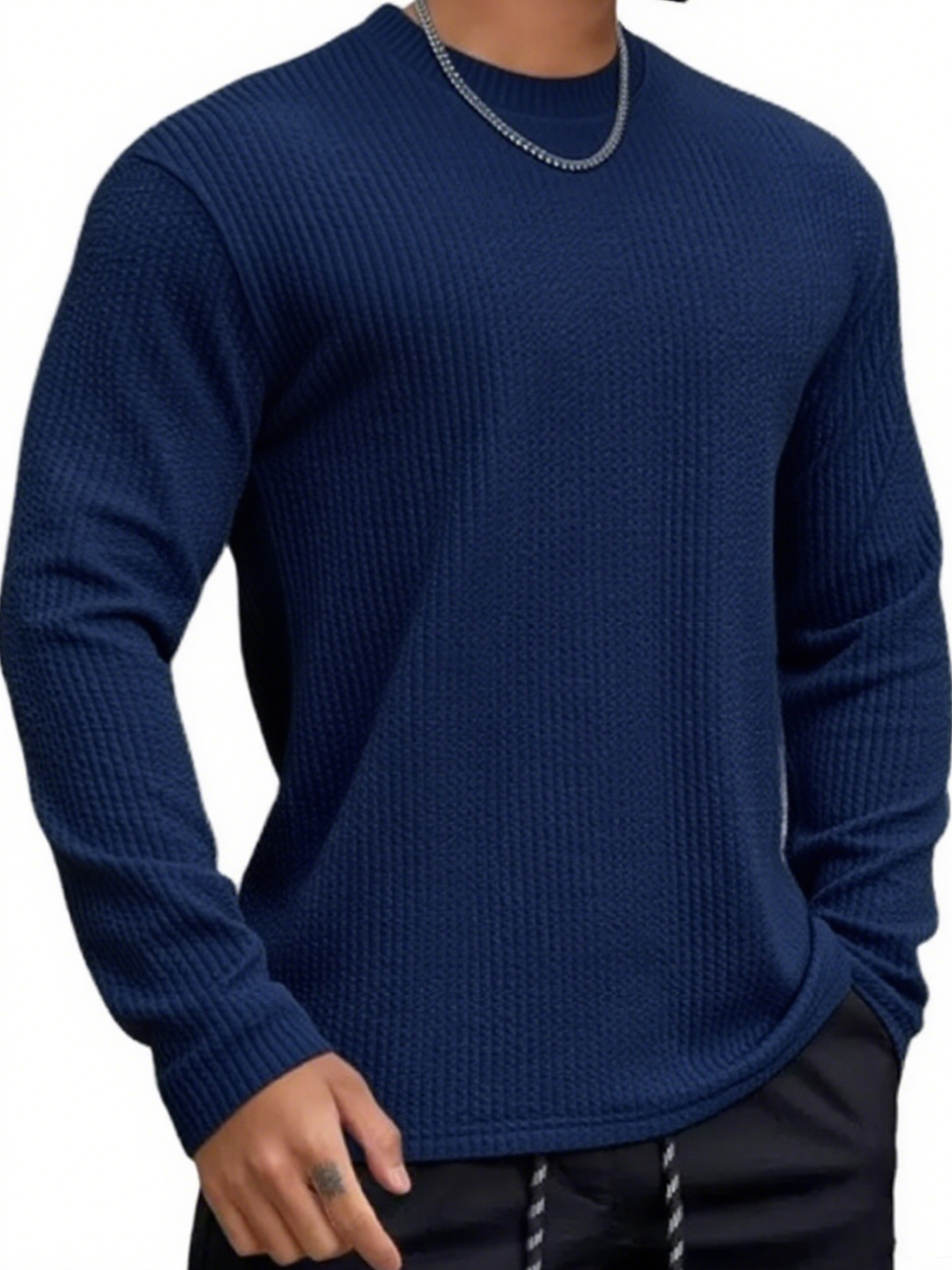 Herren Texturiertes Jacquard Fitness Langarm-T-Shirt