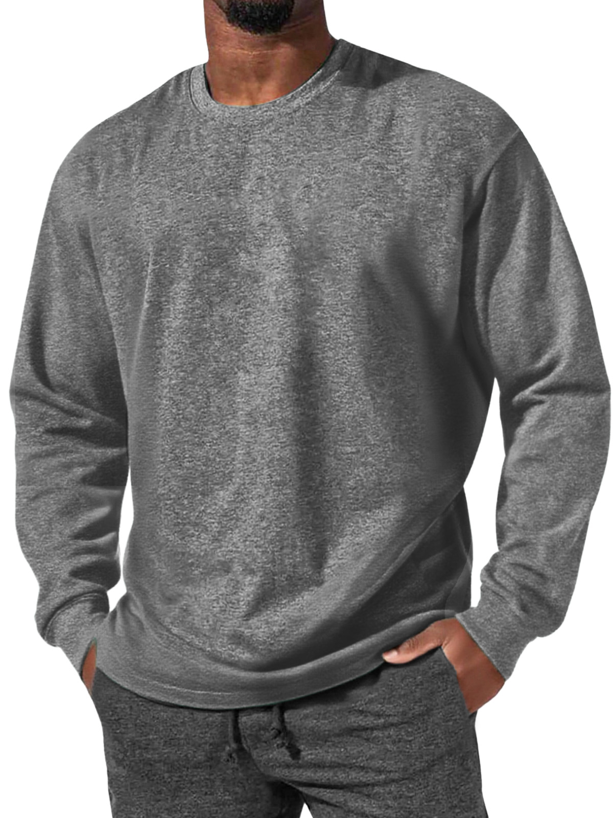 Herren Einfaches Alltagsbequemes Rundhals Langarm-T-Shirt