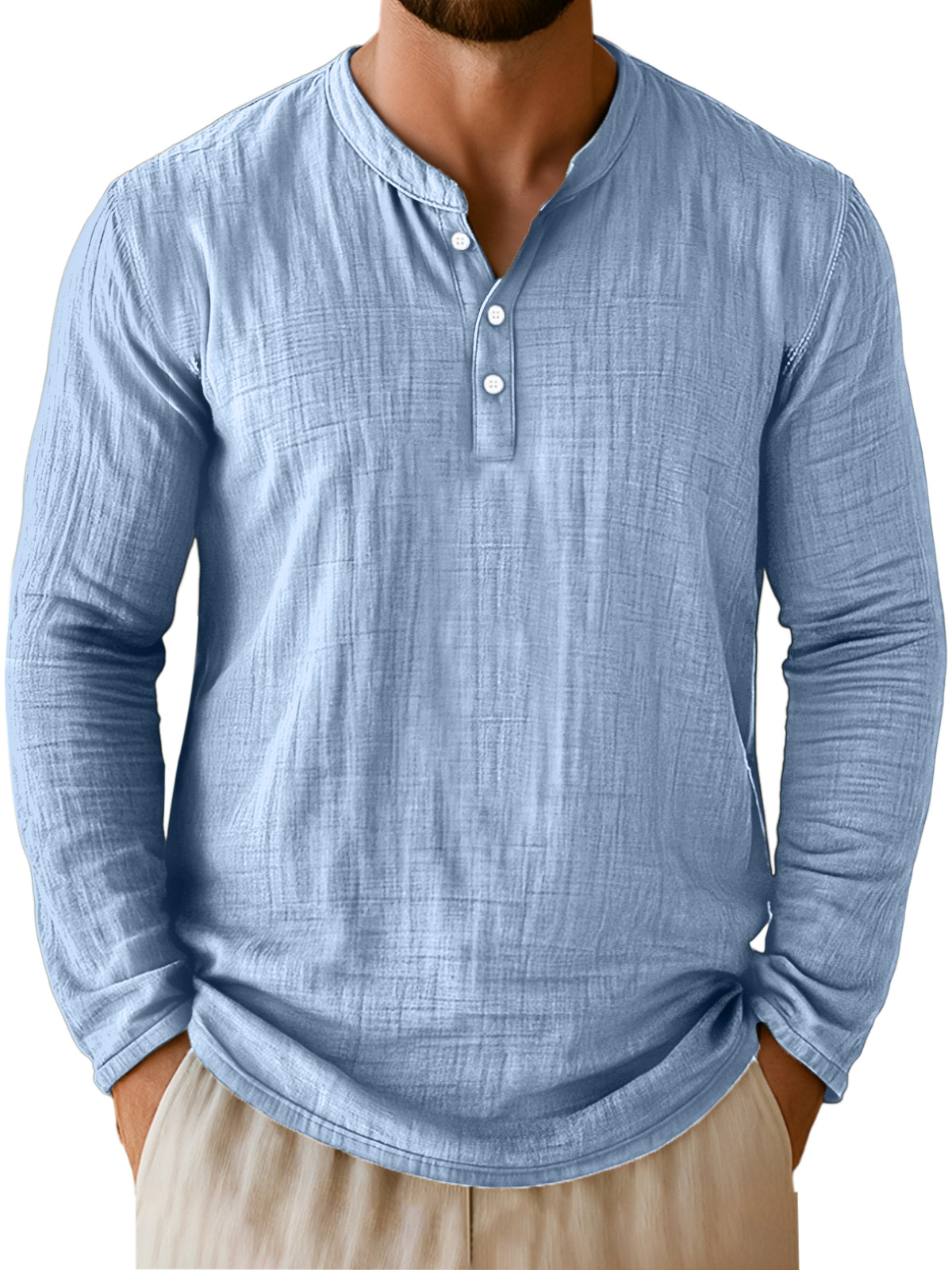 Herren Alltags Freizeit Atmungsaktive Einfarbige Langarm Henley Shirt