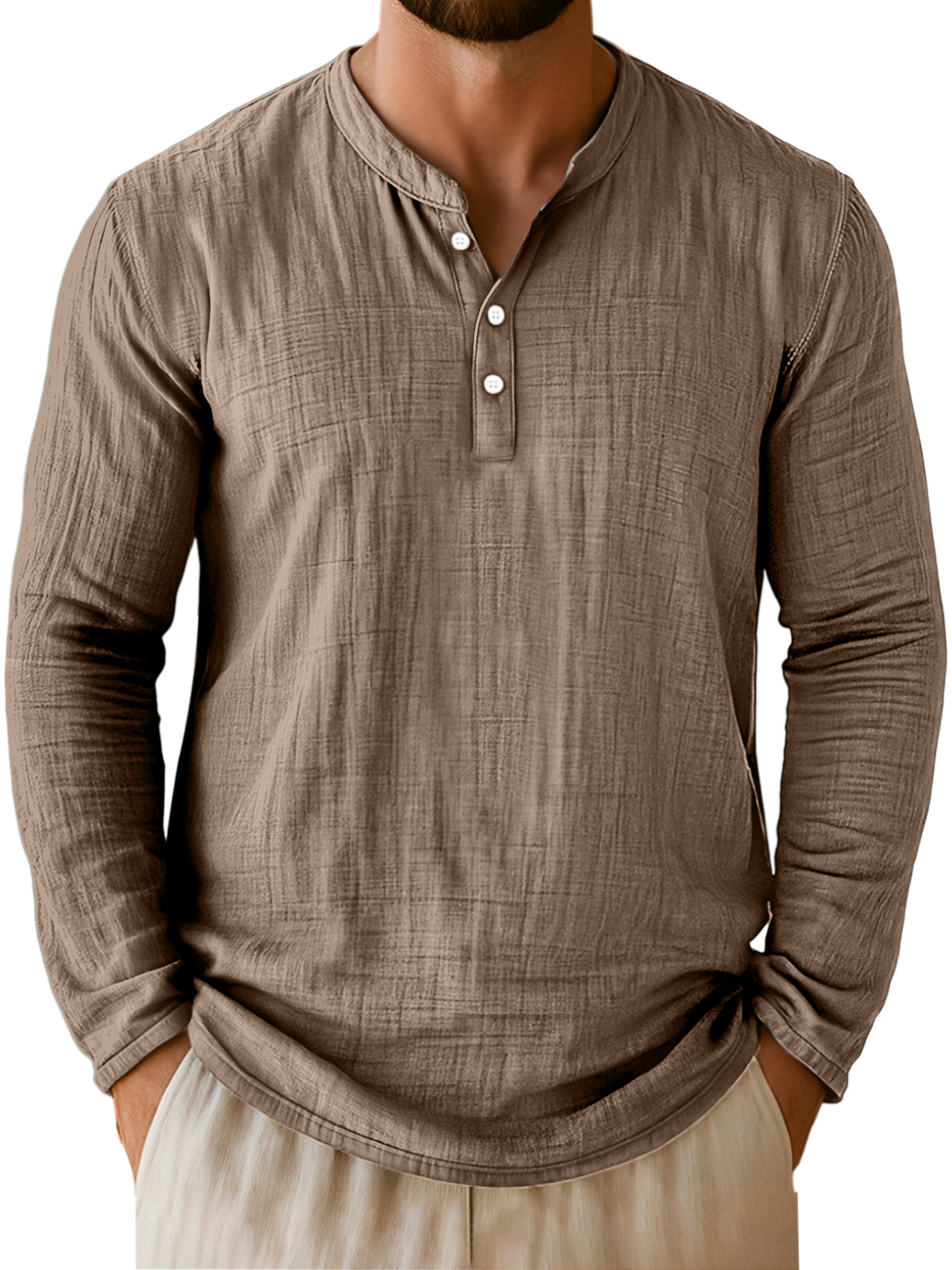 Herren Alltags Freizeit Atmungsaktive Einfarbige Langarm Henley Shirt