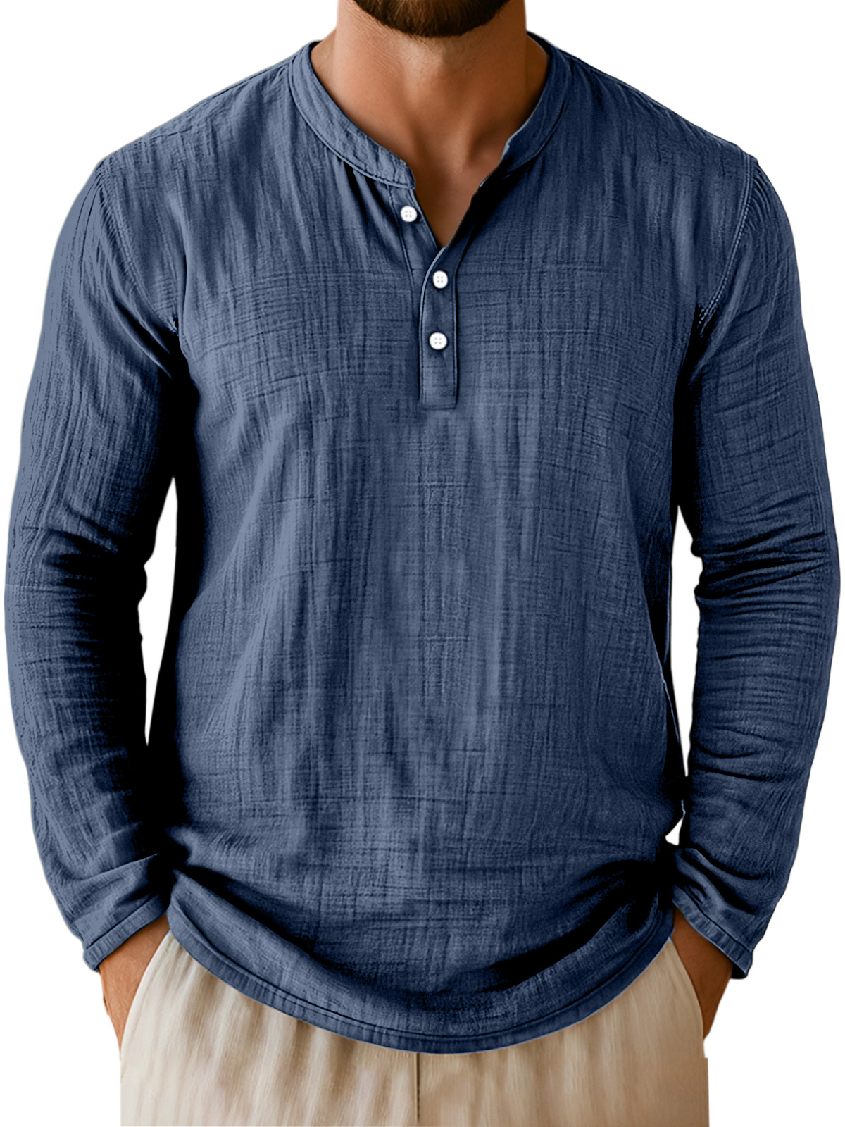 Herren Alltags Freizeit Atmungsaktive Einfarbige Langarm Henley Shirt