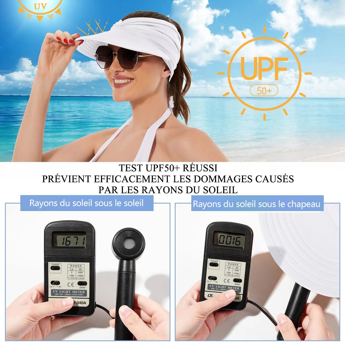 👒Sun protection hat UPF 50+ for horse queue | Large board, respirant, pliable