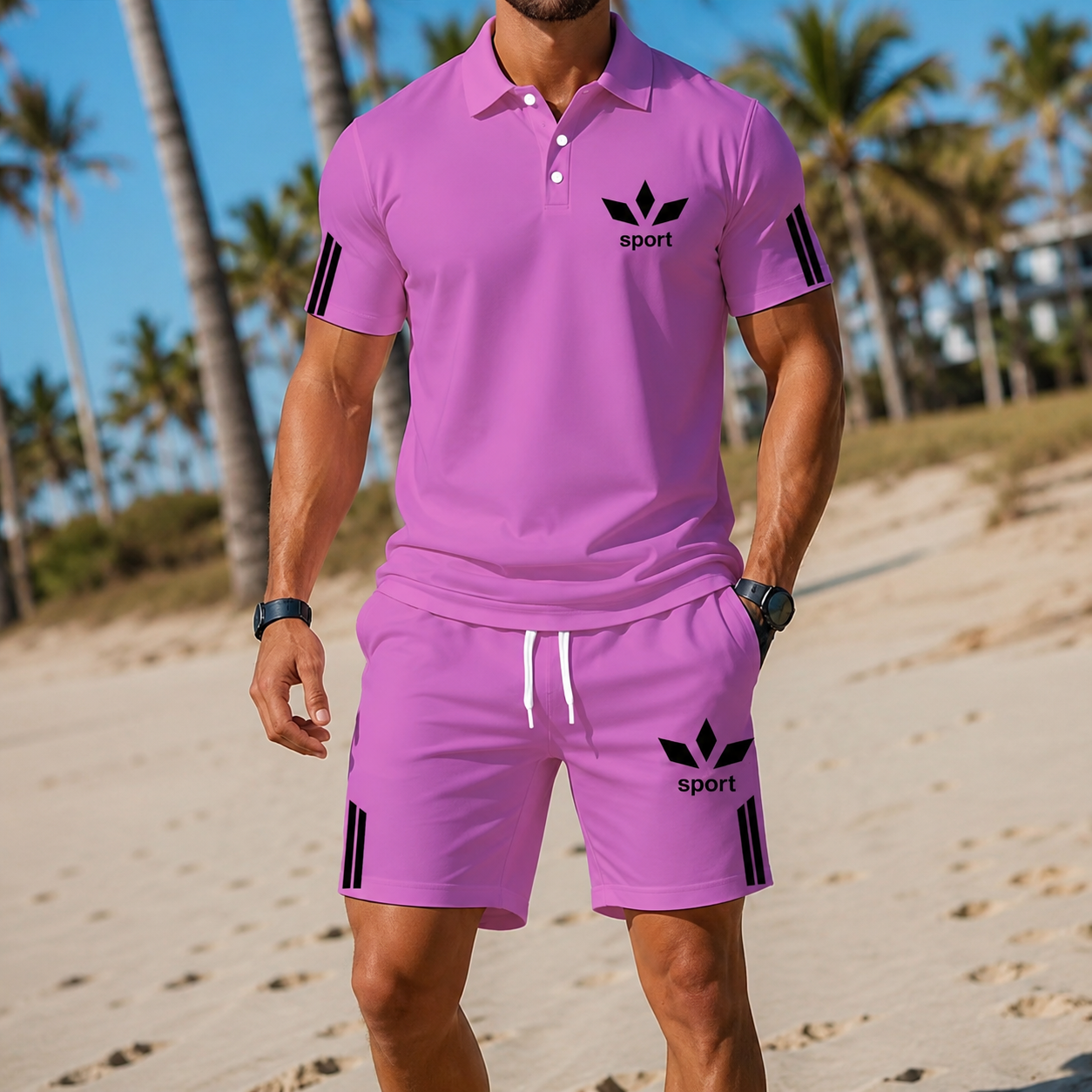 ⏰ Letzter Tag: 50% Rabatt!🎉🎉 Smart Casual Sommer-Zweiteiler: Leichtes Polo & Shorts Set