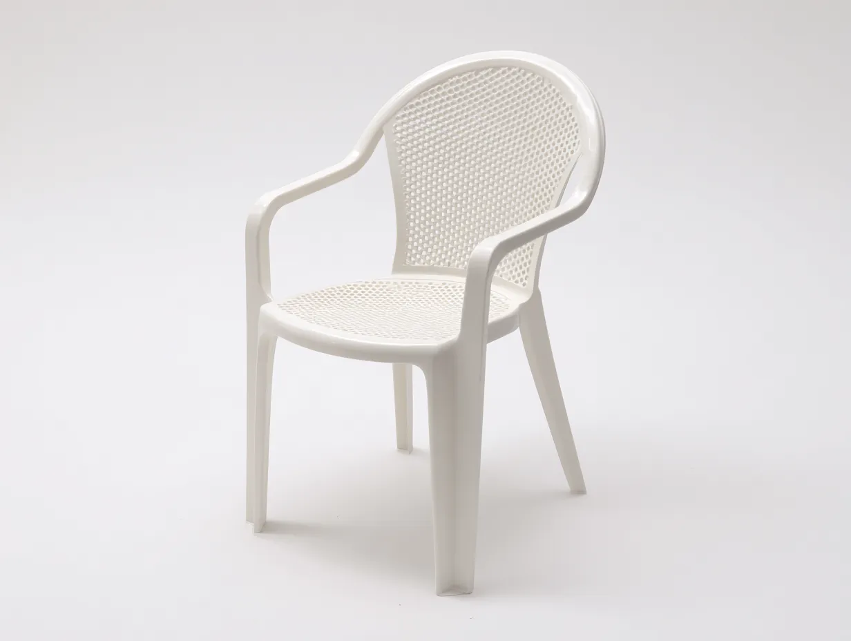 Stuhl aus Kunststoff mit Armlehnen in Weiß - luftige Gitteroptik - für Terrasse und Garten - pflegeleicht 55x57x83 cm