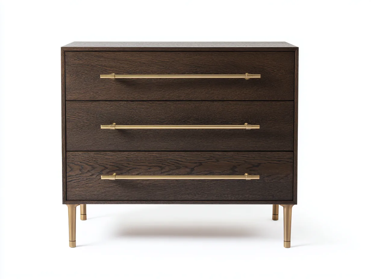 Kommode in Dunkelbraun - Holzoptik 128x46x84 cm - für das Schlafzimmer - mit 6 Schubladen und Metallfüßen