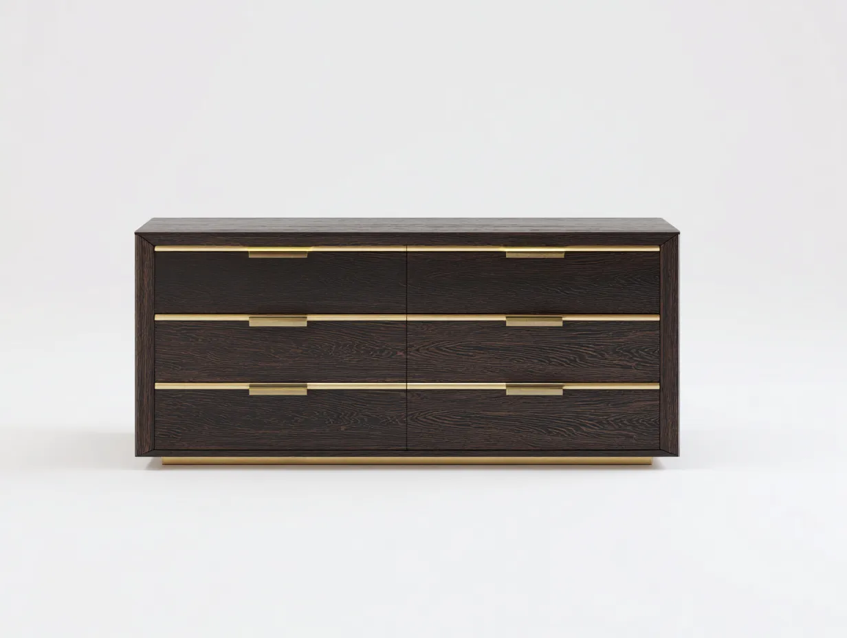 Kommode in Dunkelbraun - Holzoptik 78x44x72 cm - für das Schlafzimmer - mit 3 Schubladen und Metallgriffen
