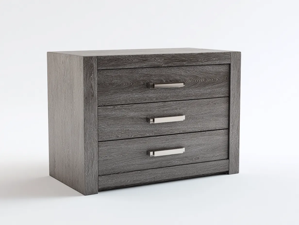 Kommode 96x44x78 cm - Graue Eichenoptik - Schlafzimmermöbel mit gerader Form und Metallgriffen