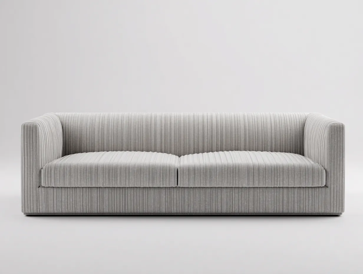 Dreisitzer 232x93x79 cm - Lichtgrau - Stoffsofa für das Wohnzimmer mit feiner Rippstruktur und zwei Sitzkissen