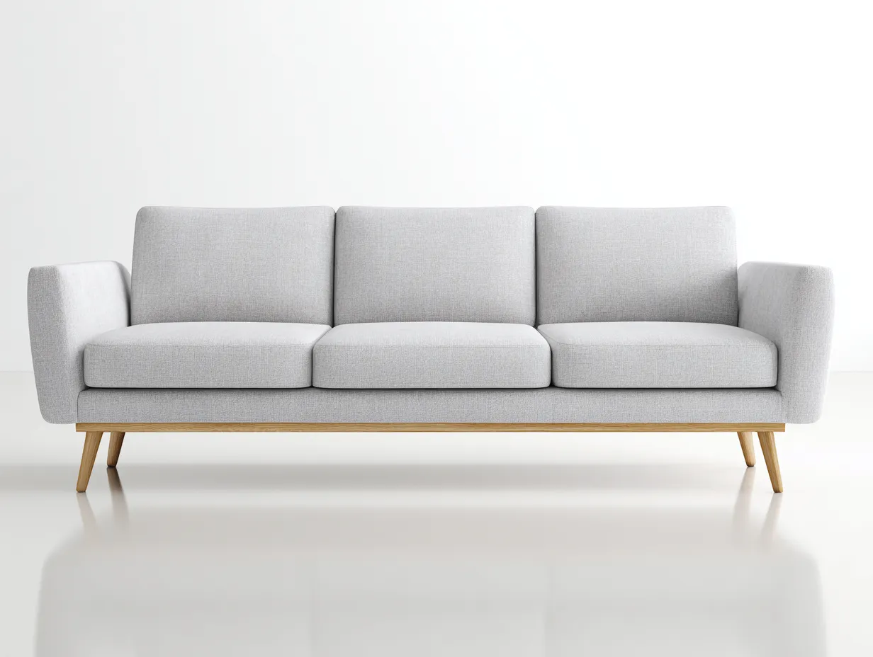 Dreisitzer 226x88x82 cm - Rostorange - Stoffsofa für das Wohnzimmer mit schlanken schwarzen Füßen und gerader Linienführung