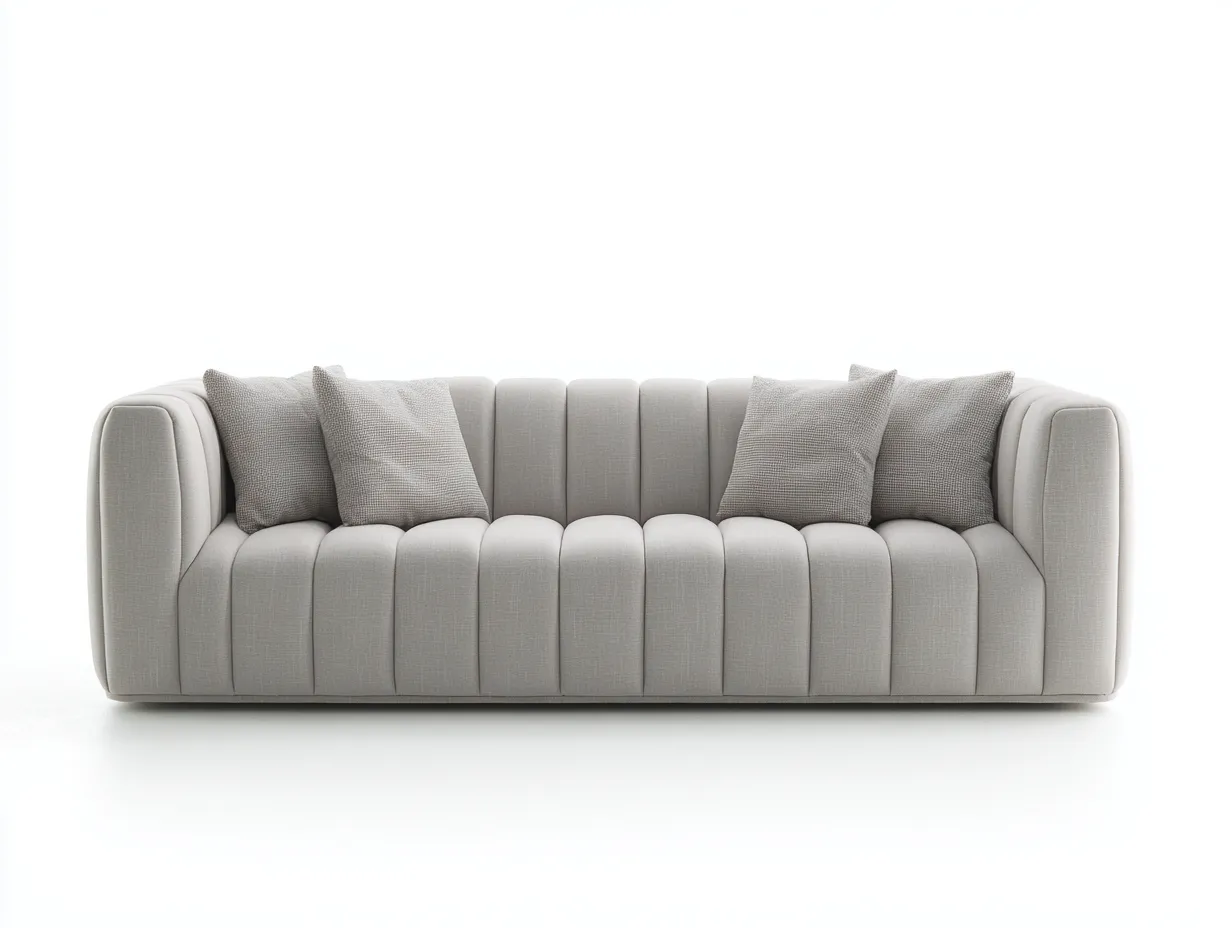 Dreisitzer 226x94x78 cm - Hellgrau - Wohnzimmer Sofa mit vertikaler Polsterung und weicher Blockform
