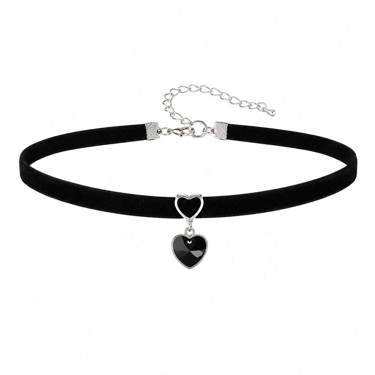 Czarny Choker Aksamitny z Serduszkiem-ROOMAZVIX