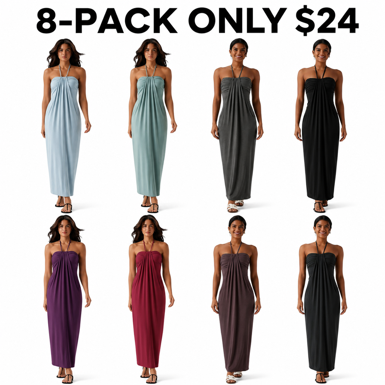 Halter Tie Back Maxi Dress with Pockets