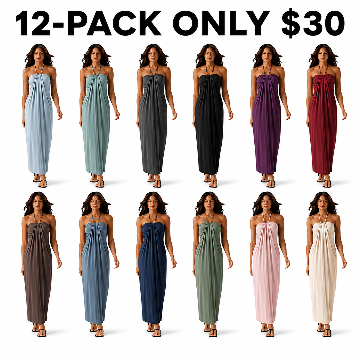 Halter Tie Back Maxi Dress with Pockets