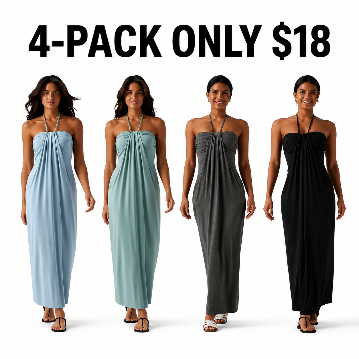 Halter Tie Back Maxi Dress with Pockets