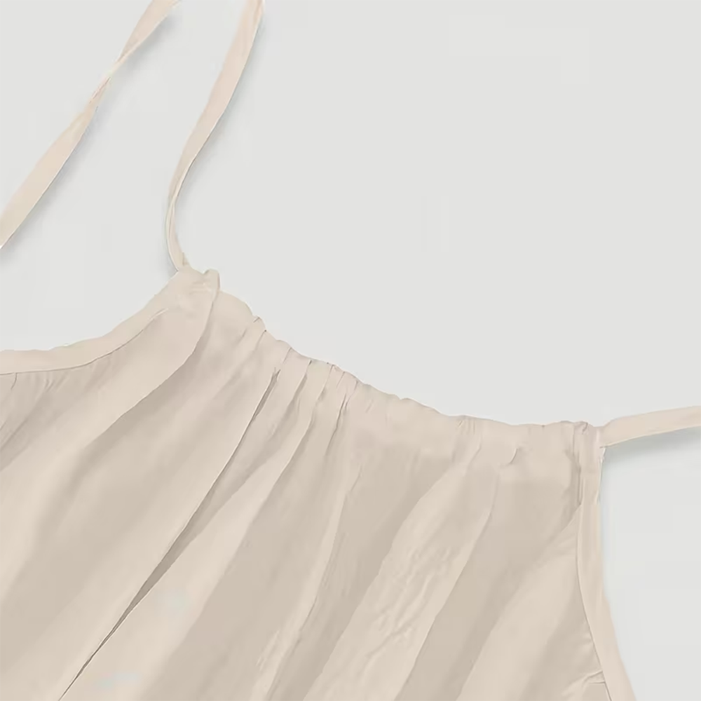 Women's Cotton Linen Backless Loose Dress with Pockets