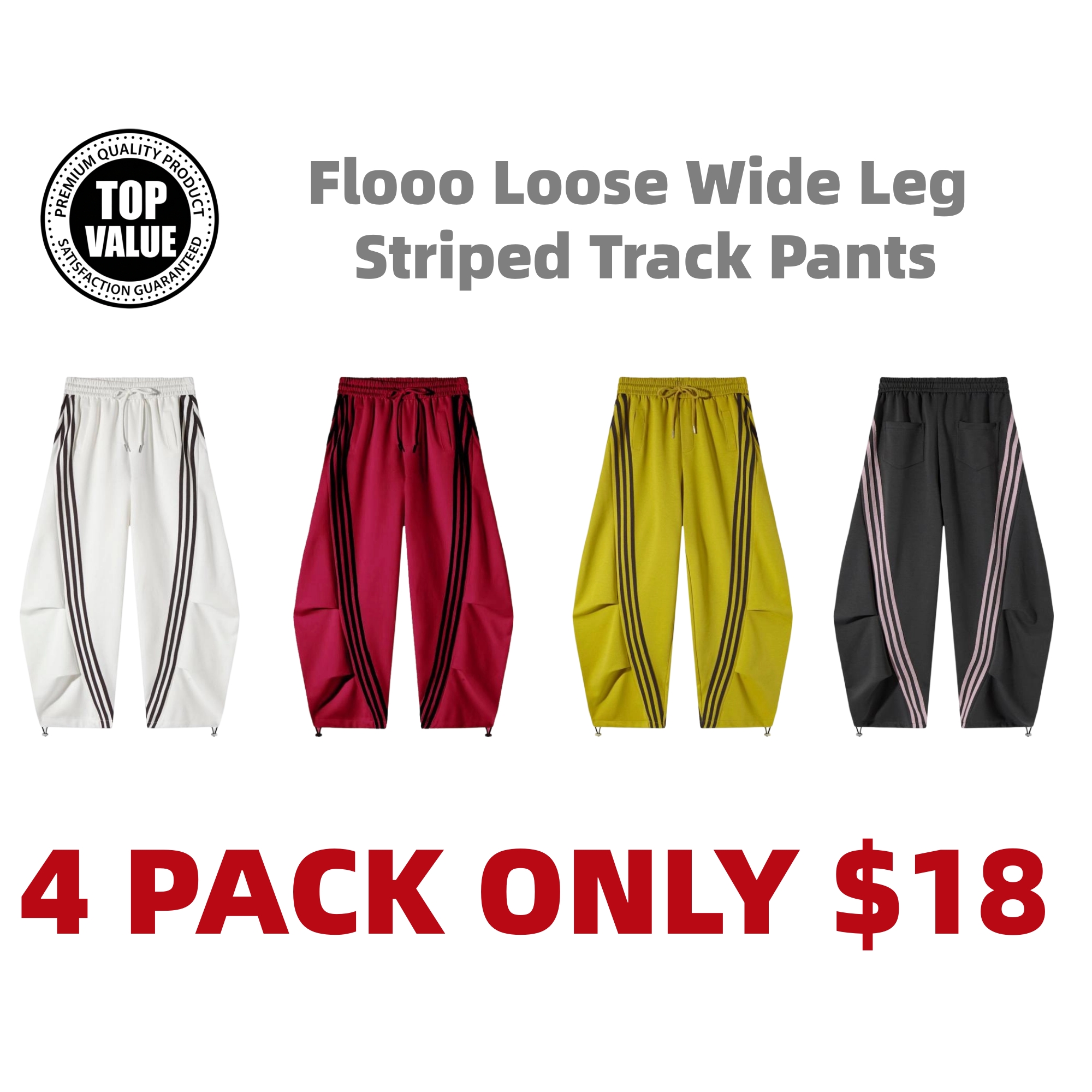 Loose Wide Leg Striped Track Pants