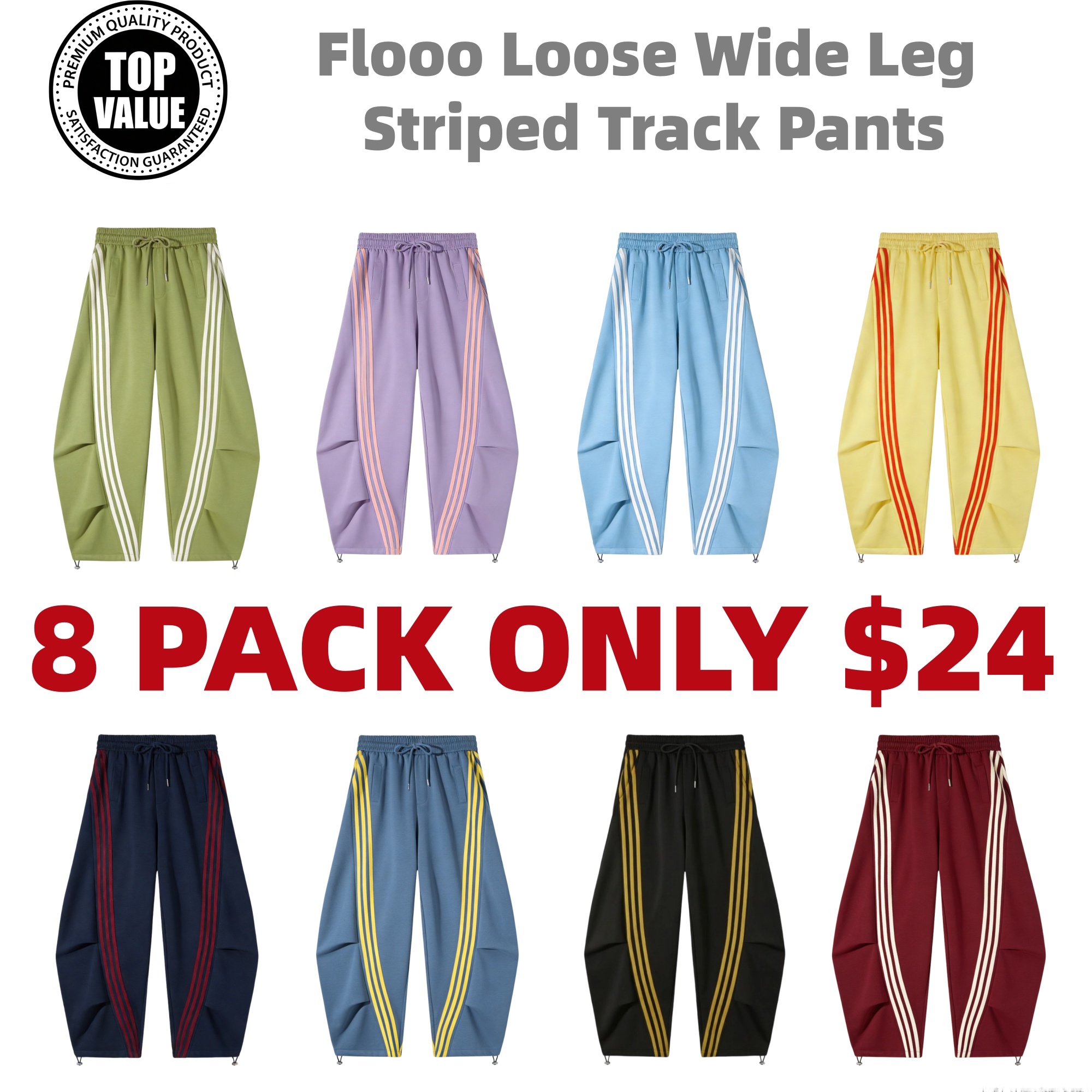 Loose Wide Leg Striped Track Pants