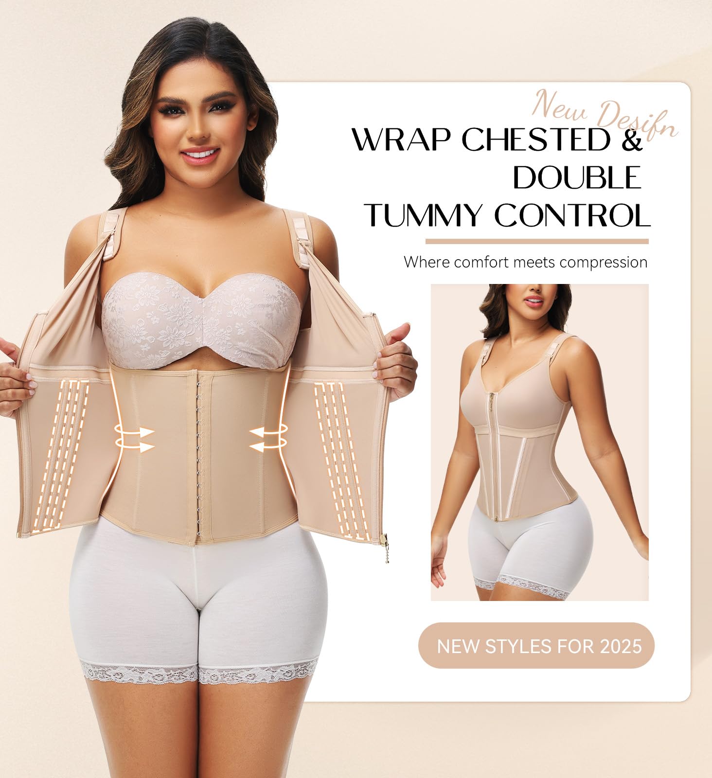 SHAPSHE Waist Shapewear for Women with Bra Girdle Workout Shapewear with Adjustable Shoulder Strap