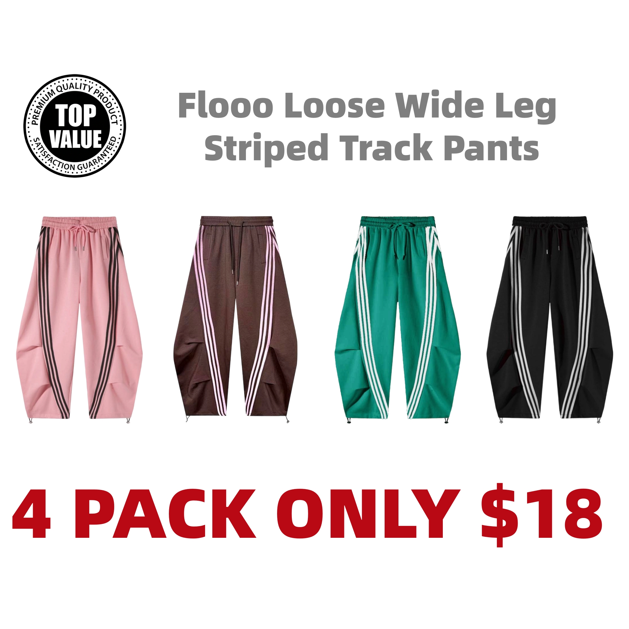 Loose Wide Leg Striped Track Pants