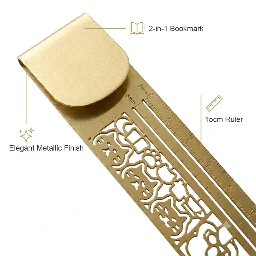 ⭐Cute Hollow Cat 2-in-1 Metal Bookmark Ruler